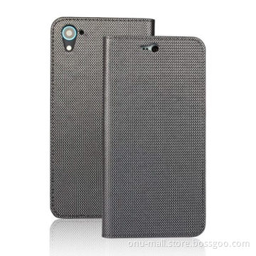 Grid Pattern Wallet Style Genuine Leather Flip Cover for HTC Desire 826 Case